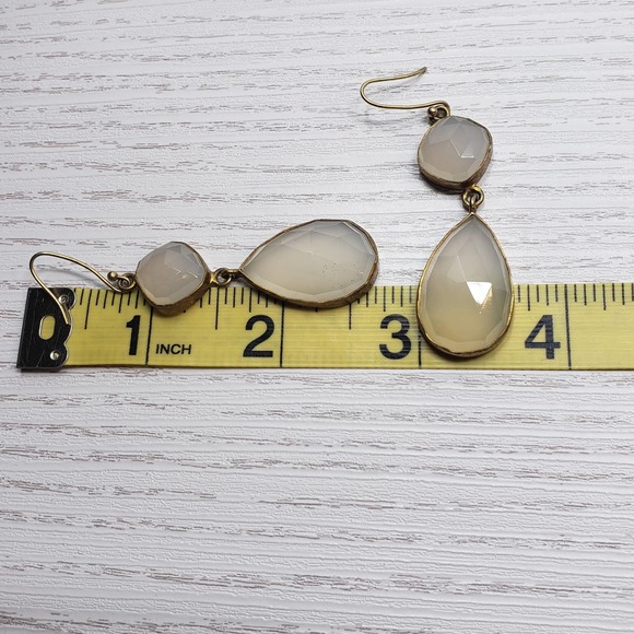 Clear Quartz Stone Teardrop Dangle Hook Earrings - Picture 4 of 4